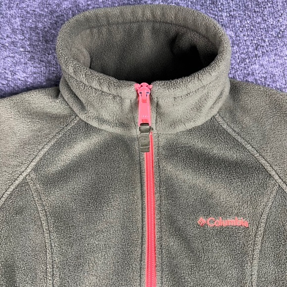 Columbia Fleece Jacket Womens Small Olive Green Full Zip Mock Neck Soft Layering - Picture 9 of 16